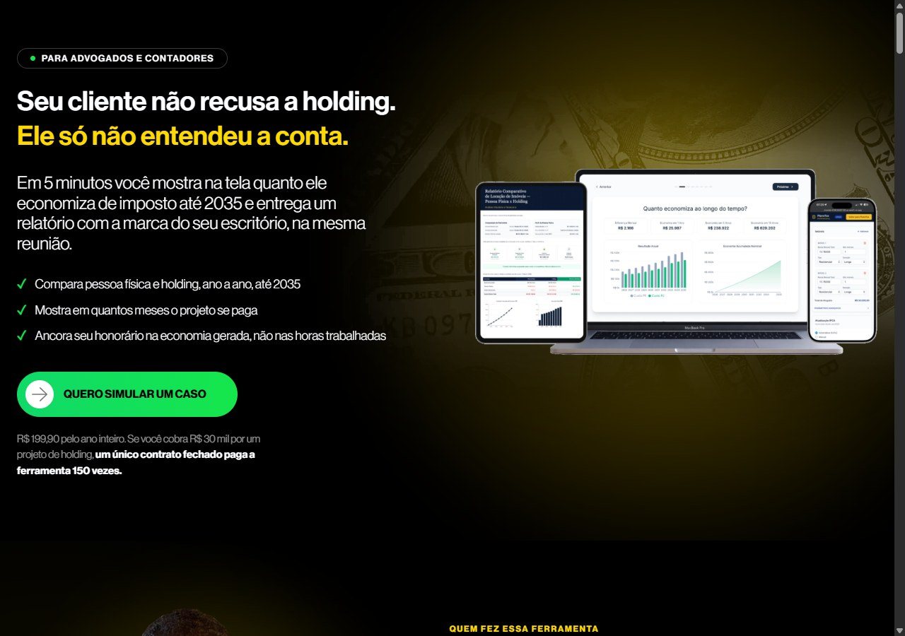 Comparador Holding x Pessoa Física
