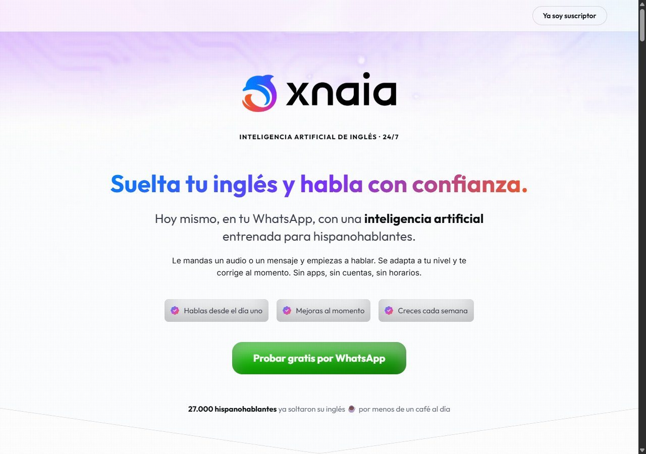 Landing page do produto Xnaia